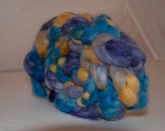 100g Handpainted Alpaca Pin Roving in Stormy Night Colourway