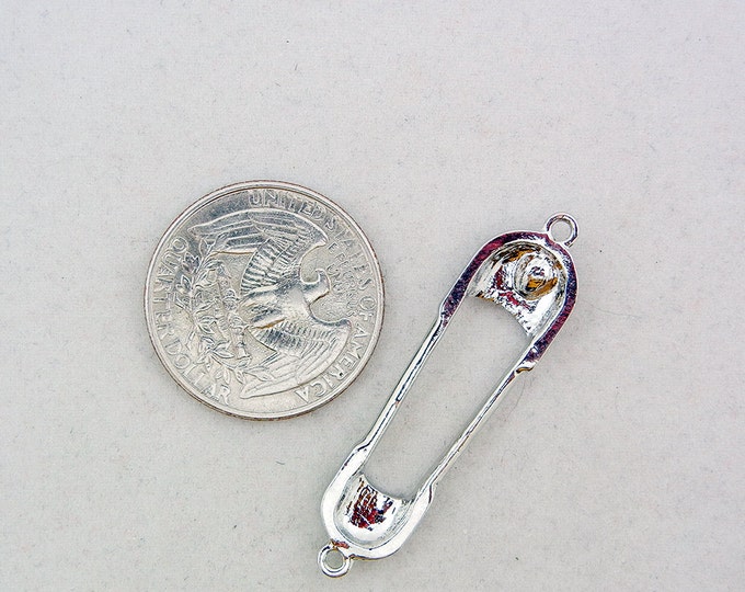 Silver-tone Safety Pin Connector Charm