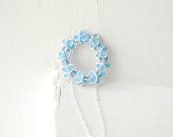 Forget Me Not Flower Necklace Sterling Silver 1st Anniversary Gift Paper Jewelry Something Blue Bridesmaid Gift Blue Necklace Miscarriage