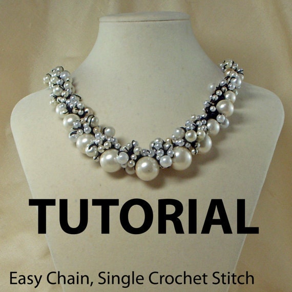 Crochet Pearl or Beaded Necklace Tutorial by ljeans on Etsy