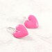 Hot Pink Heart Valentine Earrings Enameled Silver Fuchsia Pink