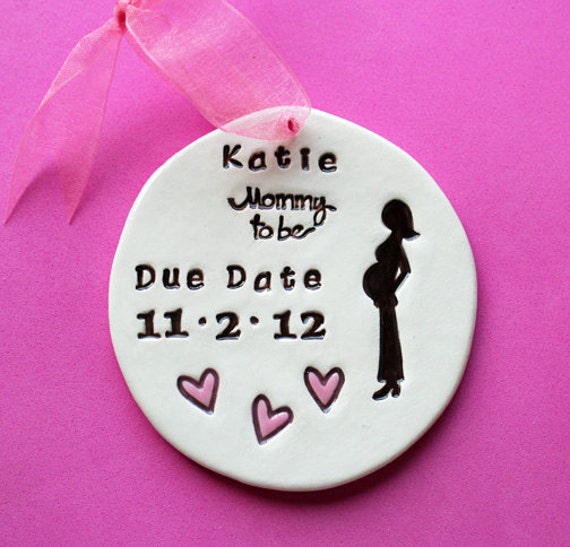 Personalized Mommy To Be Due Date Ornament By Sunshineceramics