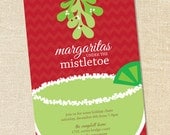 Sweet Wishes Margaritas under the Mistletoe Christmas Cocktail Party Invitations - PRINTED - Digital File Also Available Il_170x135