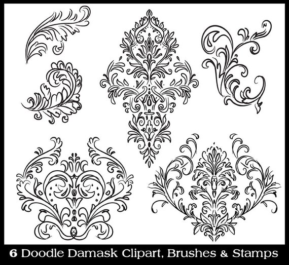Damask Pattern Brush | doodle damask clipart photoshop brushes sts instant Damask Pattern Brush | doodle damask clipart photoshop brushes sts instant