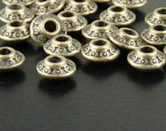 CLEARANCE Bead Spacer 100 Antique Bronze Bicone Saucer 6mm x 4mm NF (1112spa06z1)os