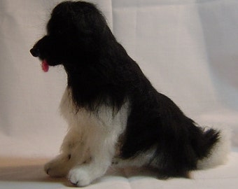 Landseer Newfoundland dog Custom sculpture needle felted art
