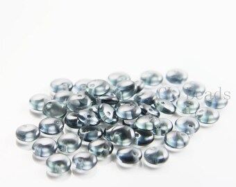 50pcs Czech Glass Beads - Lentils with One Hole - Montana Blue 6mm (3033) (L-151)
