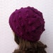 Magenta Slouchy Crochet Hat - Womens Slouch Beanie - Oversized Cap with Bobbles - Chunky Hat