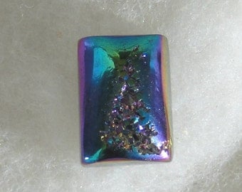 Teal Titanium Druzy rectangle cabochon, 8.34 carats, 13.25x9.6mm 096-12-004