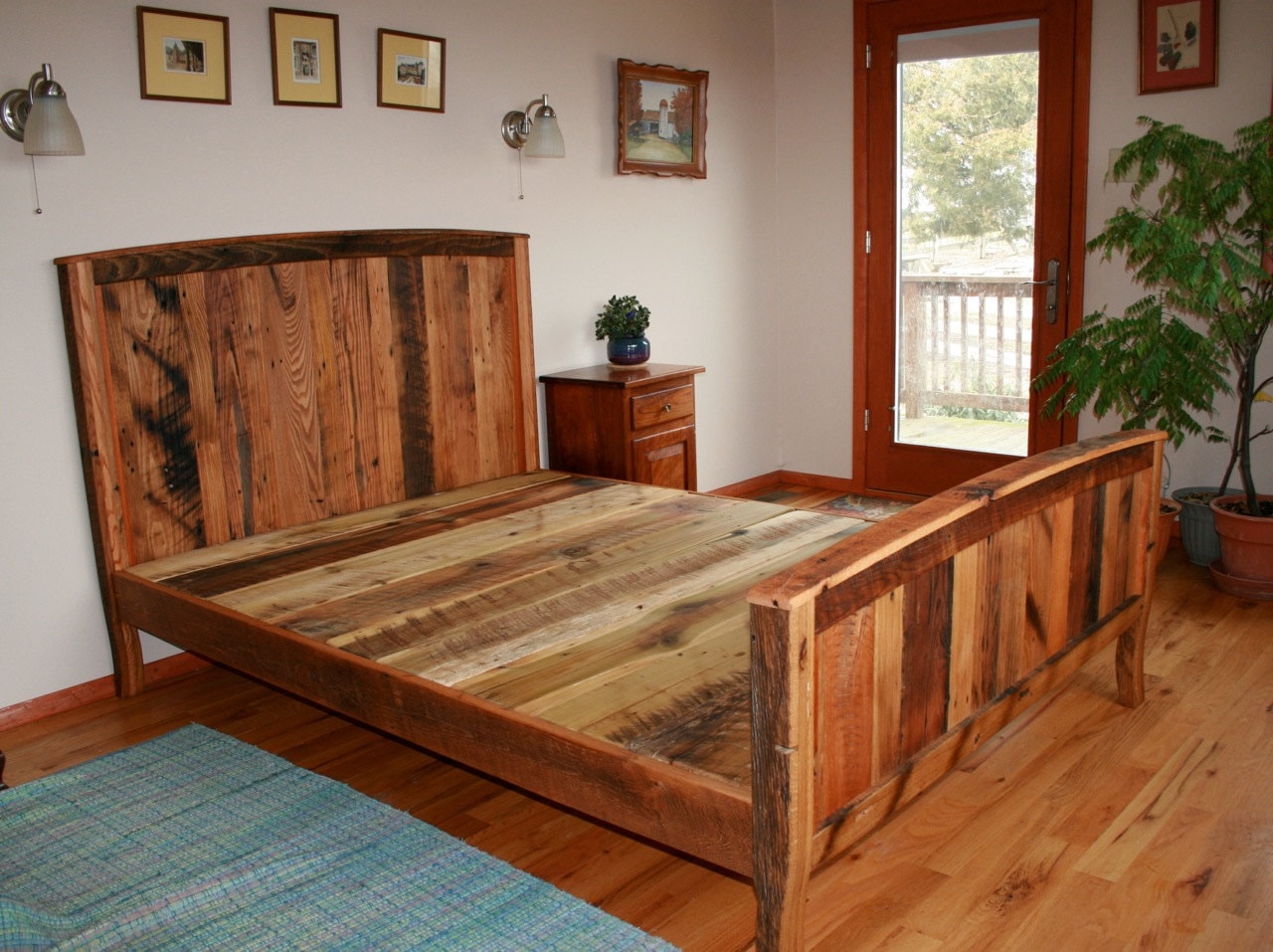 Cozy Country Bedframe from Wormy Chestnut and Reclaimed Oak