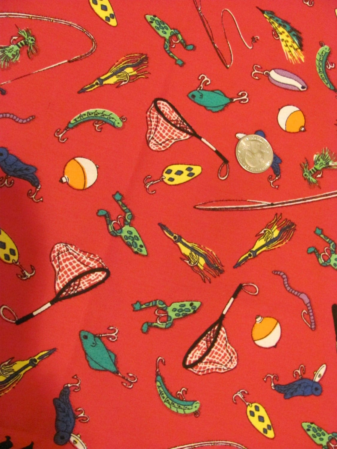 Fishing Theme Fabric Yardage Heavier Cotton by THISPLUSTHAT