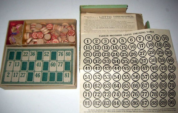 Vintage 1920s Parker Brothers Popular Lotto Game for