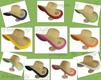 Monogrammed Floppy Hat - Wide Brim Sun Hat