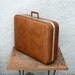 Large Vintage Suitcase - Light Brown with Aluminum Trim and Silver-toned Hardware