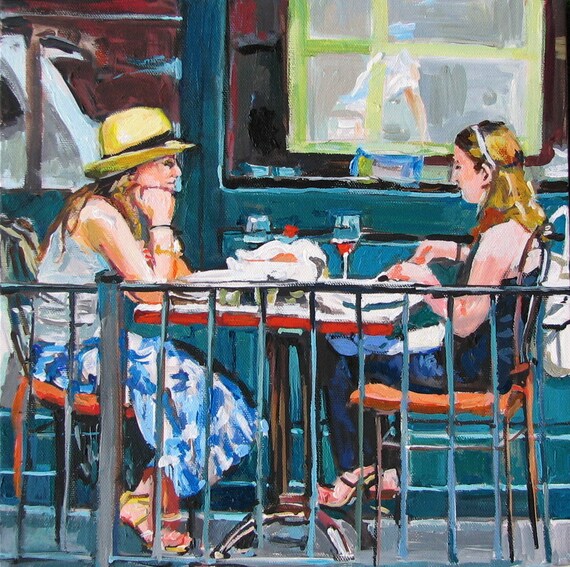 Items similar to Cafe Painting Al Fresco Cafe Art Print, Friendship