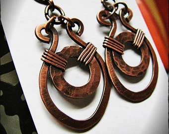 Handmade Hammered Copper Earrings