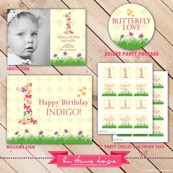 Deluxe BUTTERFLY LOVE Collection...Custom Printable Party Package...Personalized...by KM Thomas Designs Il_570xn