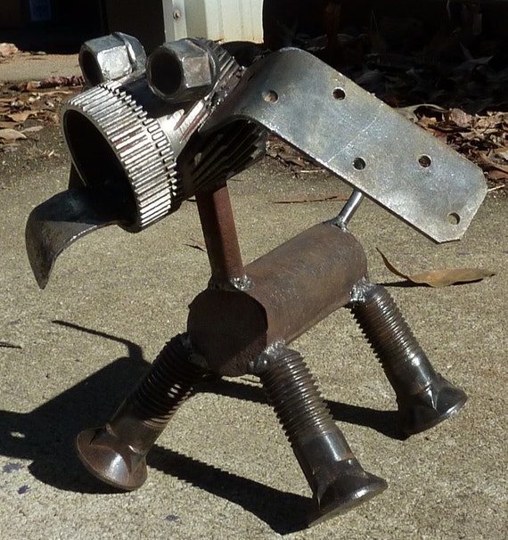 Junk Yard Dog original metal art sculpture