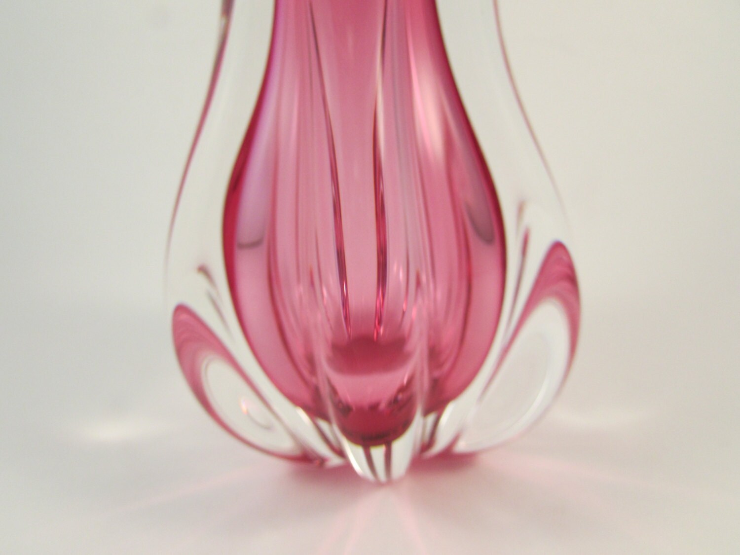 Vintage Murano Pink Art Glass Vase Hand Blown Glass