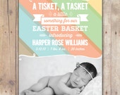Easter Basket - Custom Photo Baby Birth Announcement Card Printable Digital Il_170x135