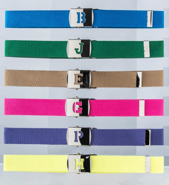 2 Kids BELTS BoYS Girls S Kids BLock Letter INITIAL belt  You Get 2 Straps per a buckle