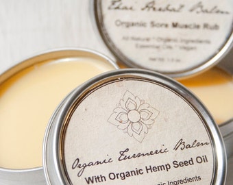 Organic Turmeric Balm, Healing Salve with Organic Hemp Seed Oil, Turmeric Essential Oil