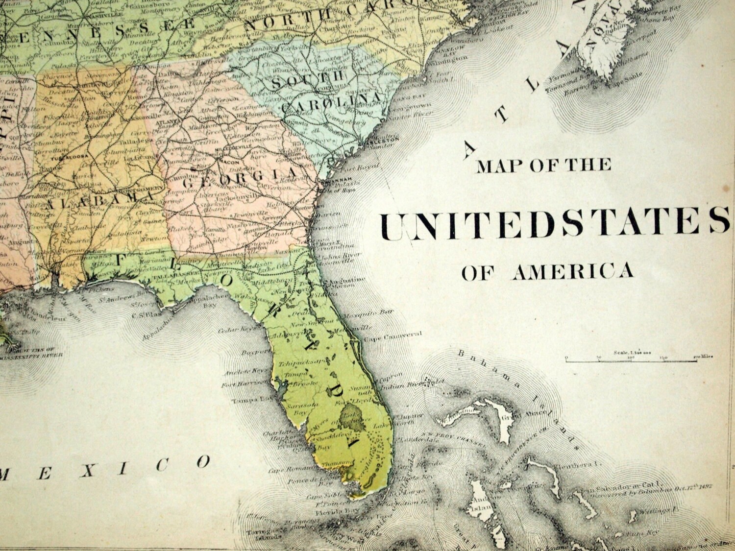 1880 Antique Map of the United States of America Large