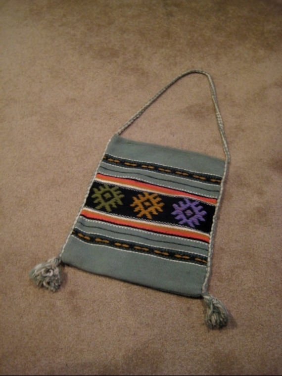 Vintage Greek 1970s Hippie Cross Body Shoulder Bag Tote Purse Handbag