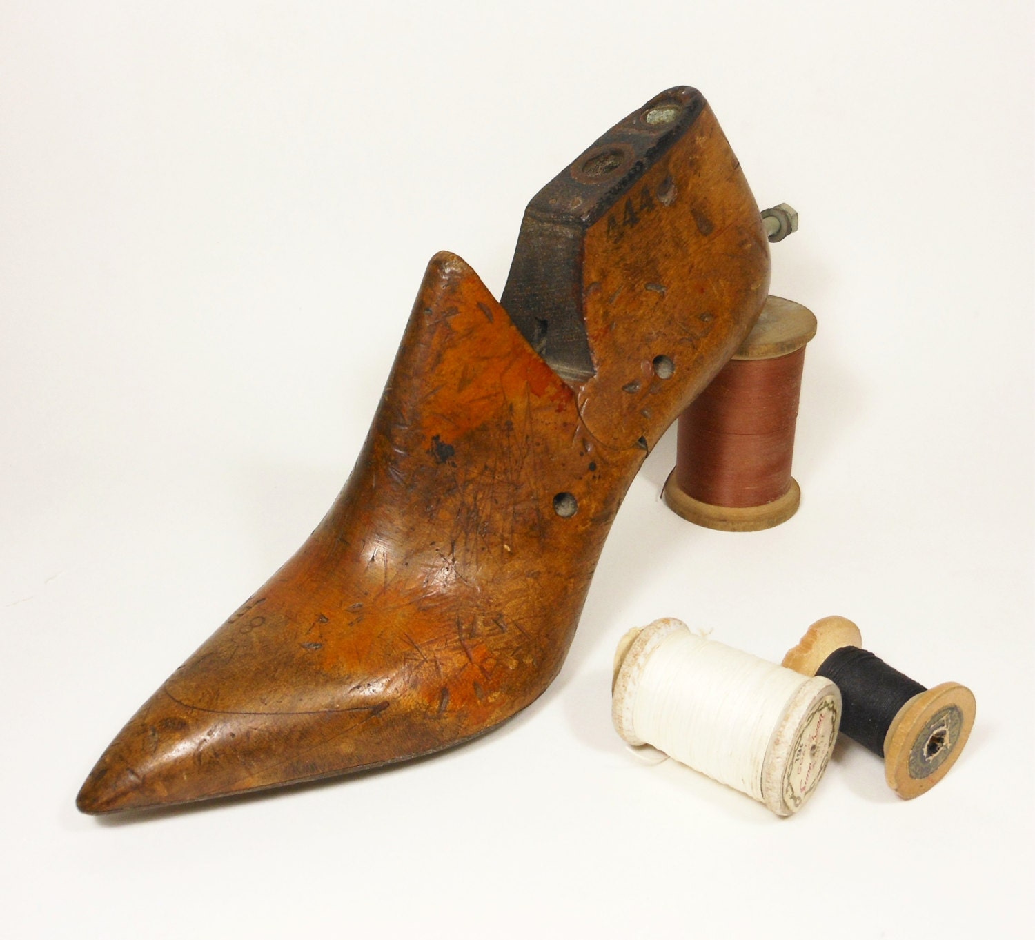 Vintage Shoe Form Wood Metal Shoemakers Mold Mid Century