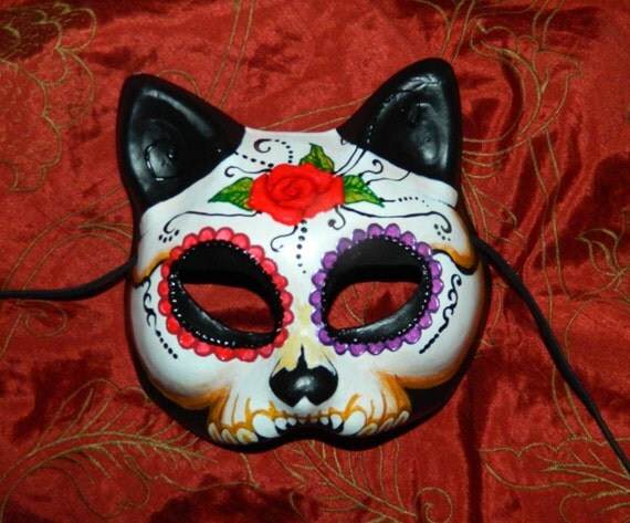 Mask Cat Day of the Dead Mask Dia de Los Muertos Kitty