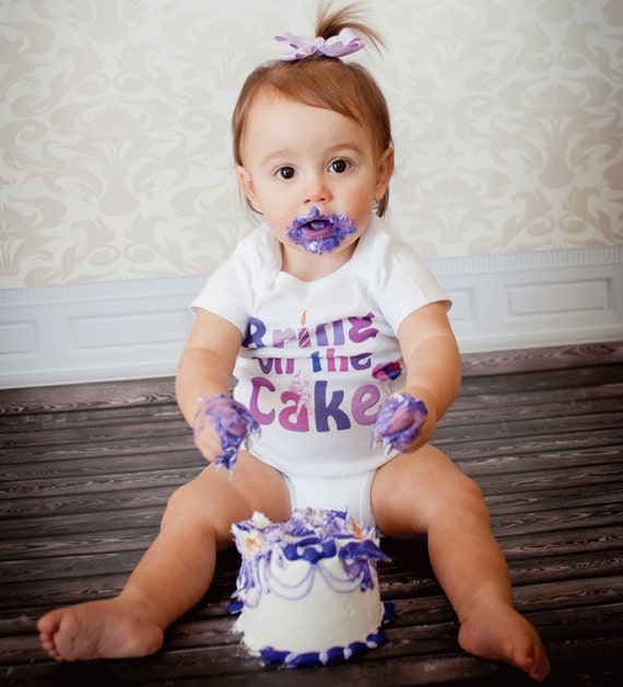 Girls First Birthday Onesie 1st Birthday Onsie Purple Cake Smash Romper by Mumsy Goose