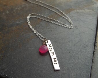 Pink Chalcedony Sterling Silver Stamped Necklace "Spoken For"