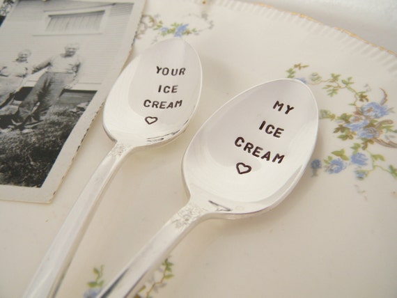 Hand stamped ice cream spoons