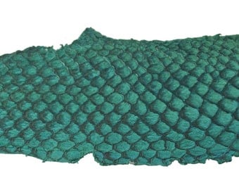 AQUA Exotic Glossy Eco Friendly, CHROME free, real Tilapia Fish Leather Skin from Go Fish Leather. Sold by each skin.