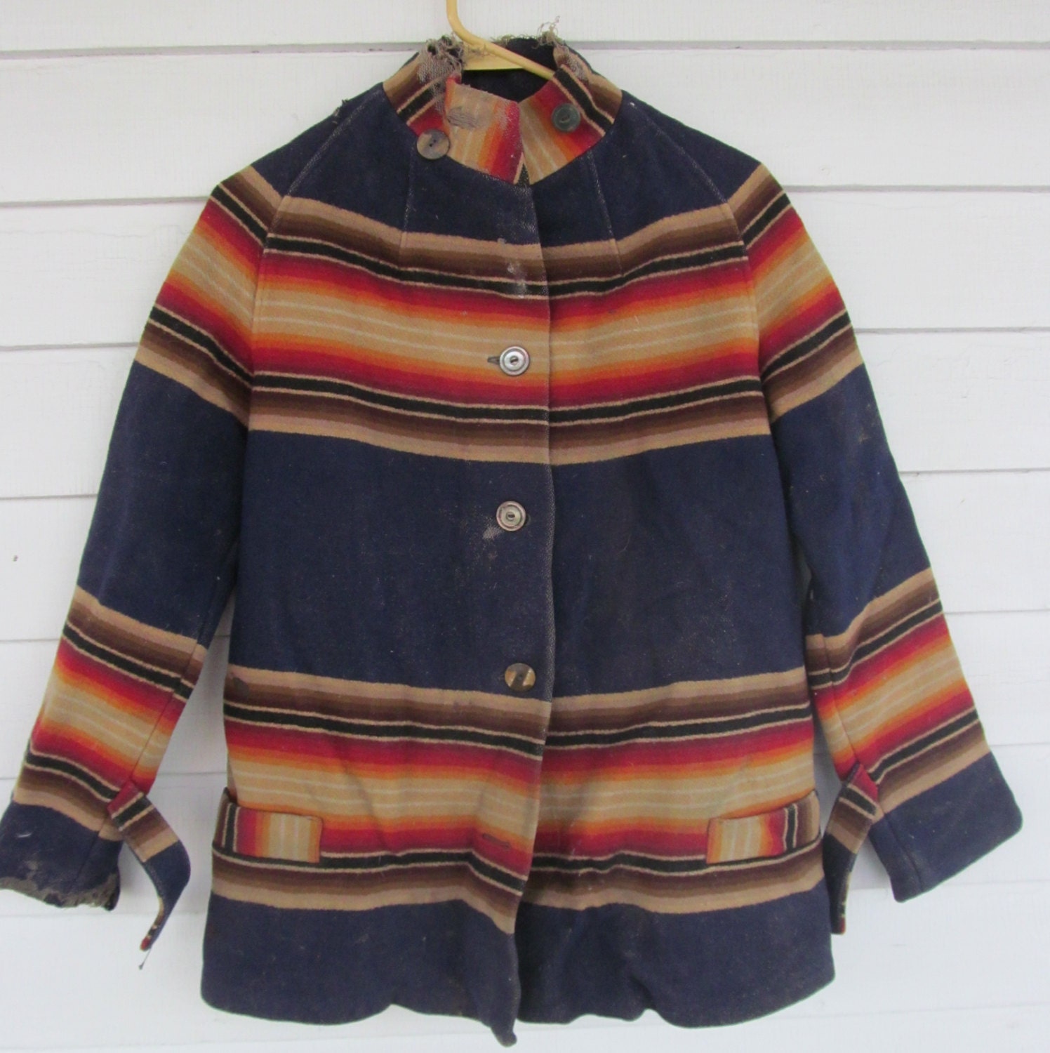 Vintage Antique Old West Indian Native American Blanket Coat