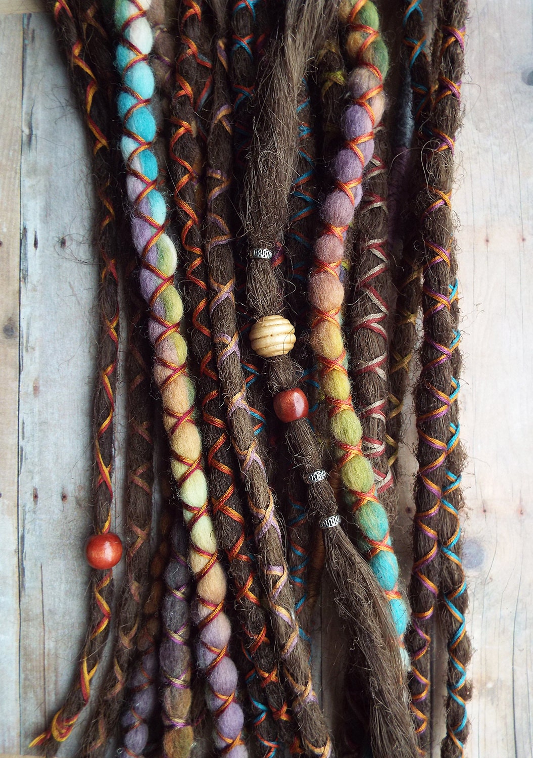 10 Custom Standard Clipin Synthetic Hair and Wool Dreadlock