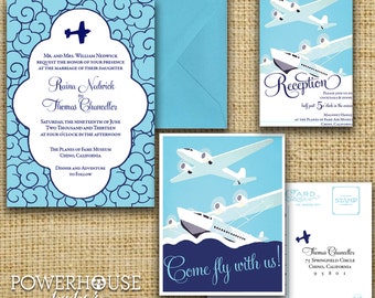 Clouds and Airplanes Wedding Invitation