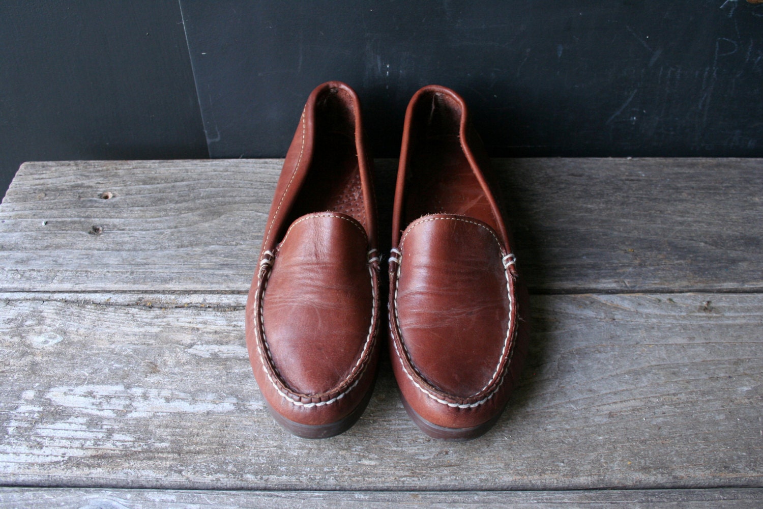 Vintage Leather Shoes Loafers Dexter Moccasin Style Women Size