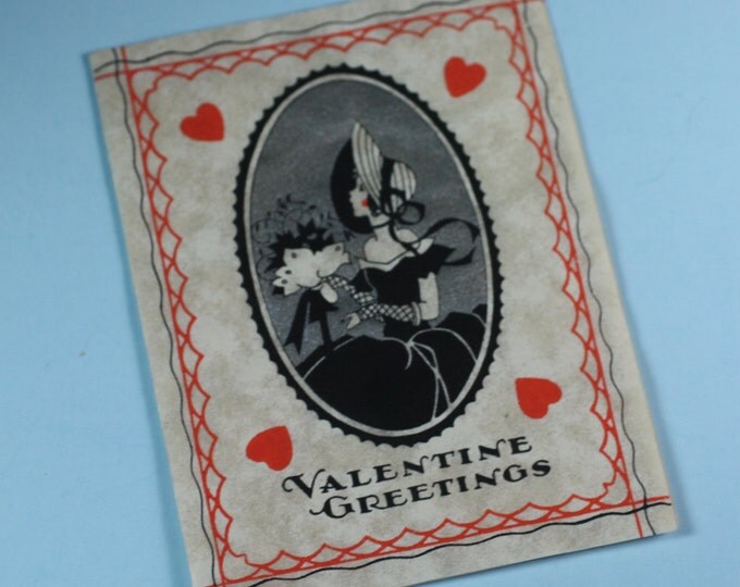 Art Deco Valentines Day Card Woman in Silhouette