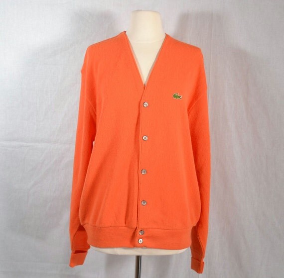 Vintage Izod Lacoste Cardigan Sweater Orange mens size