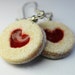 Valentines Day Earrings, Strawberry Jam Filled Cookie Earrings, Miniature Food Jewelry, Surgical Steel Dangle Earrings
