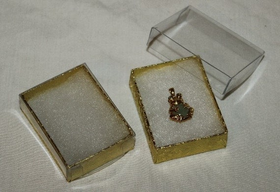 Clear Top Gold Cotton Filled Gift Boxes 100 Qty