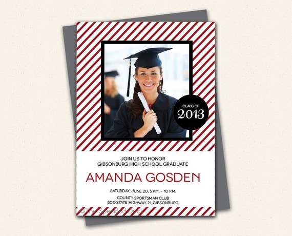 Graduation Invitation - Diagonal Stripes Il_570xn