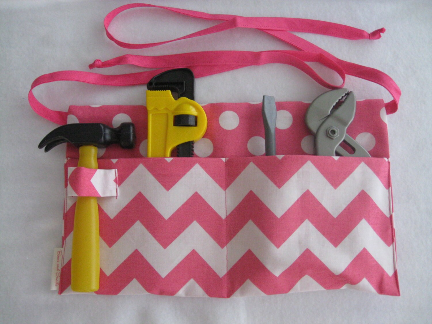 Hot Pink Chevron with Hot Pink Polka Dot Tool Belt half