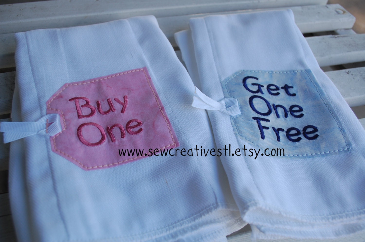 Bib and Burp Cloth Set for Twins Buy One and by sewcreativestl