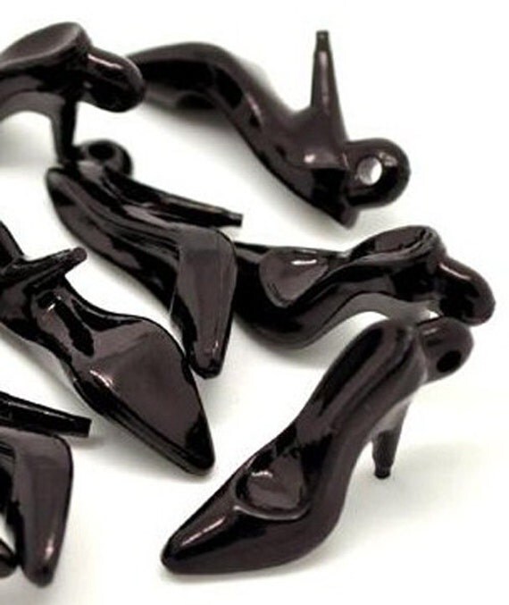 Acrylic Black High Heel Shoe Charm 38mm 1 Piece Plastic Fashion Charm