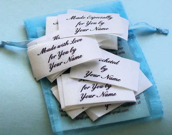 Sew In Cotton Fabric Personalized Custom Clothing  Labels  White