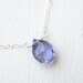 Iolite Necklace , Blue Teardrop Necklace , Sterling Silver Necklace , Modern , Simple Everyday Jewelry