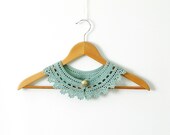 Jade Lace Collar Necklace Jade Green Neckpiece Woman Crochet Collar Mint
