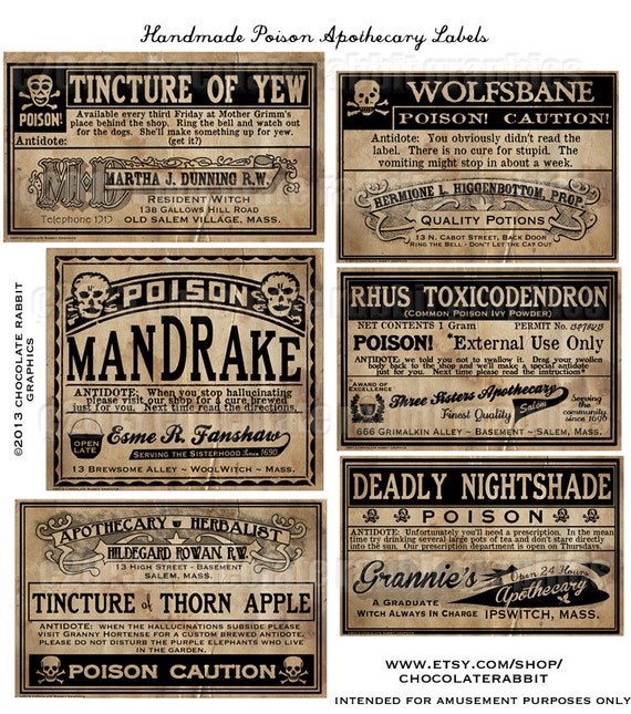 Vintage Poison Labels